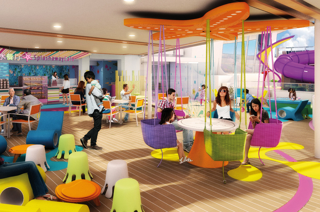 Splashaway Café Buffet mit modernem Design auf Hochseeschiff
