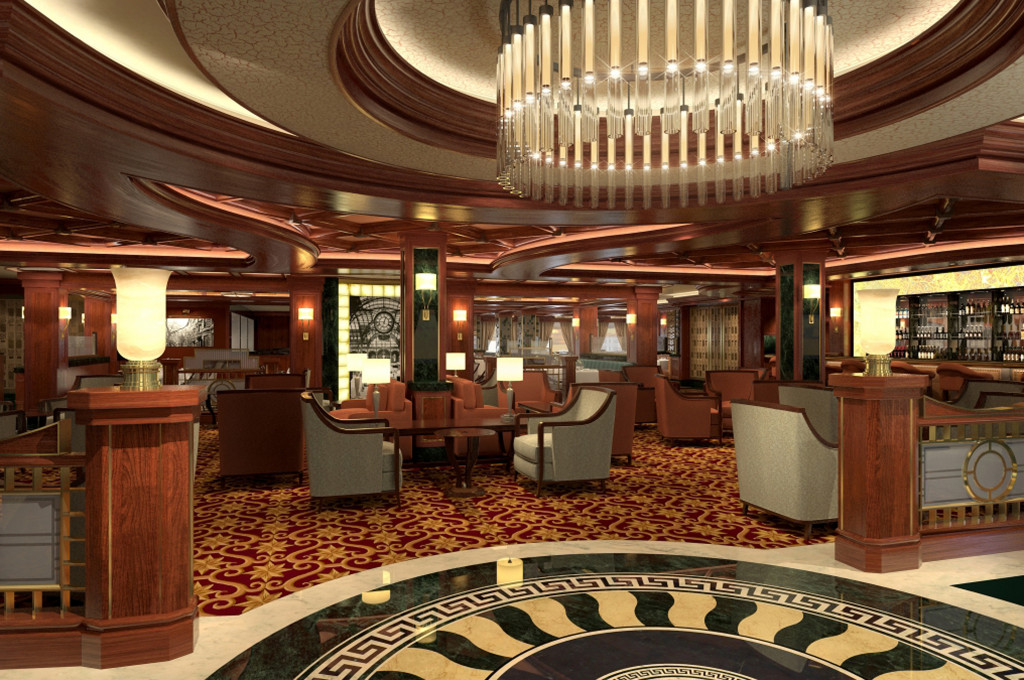 Crown Grill Spezialrestaurant mit eleganter Kronleuchter-Decke und klassischem Design auf der Majestic Princess.
